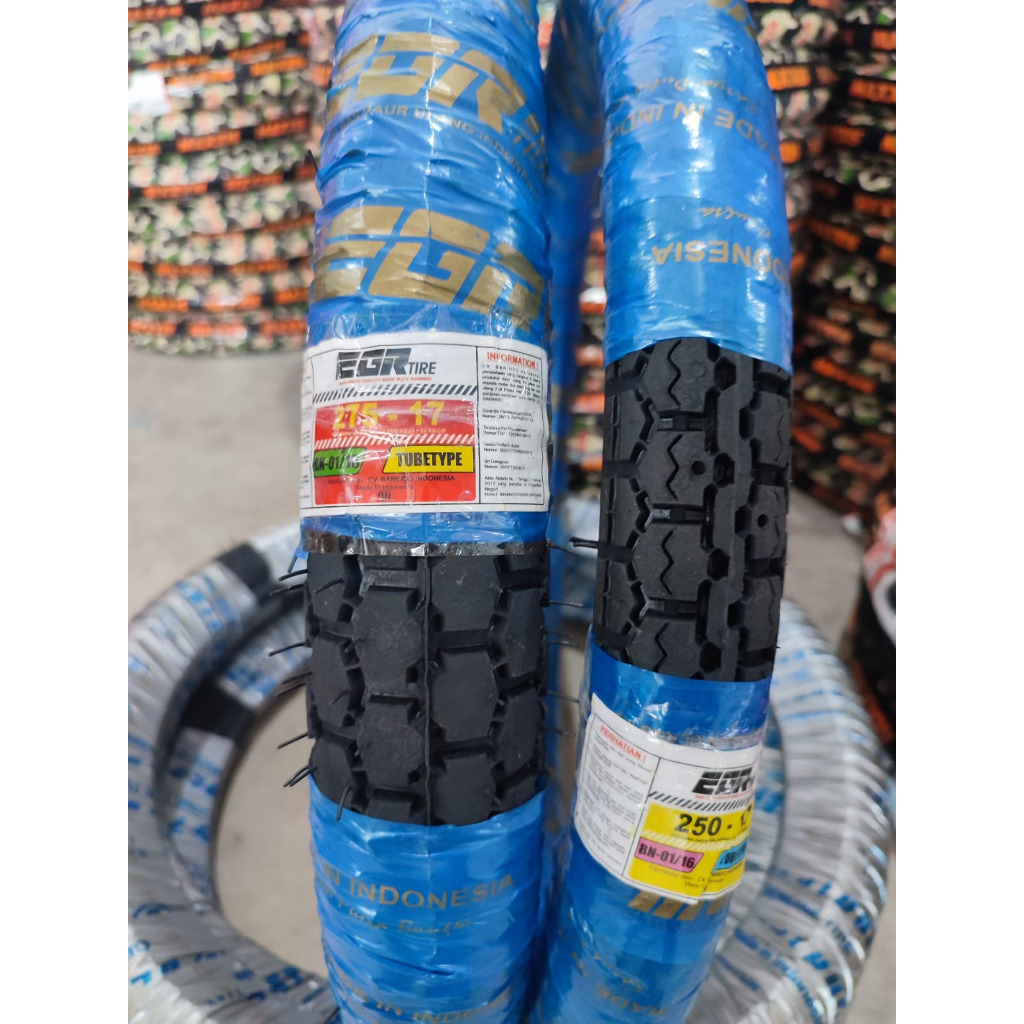 Sepasang Ban Motor Bebek, Smash, Revo, Supra CLASSIC Depan & Belakang Ukuran 275-17 & 250-17 Tubetyp