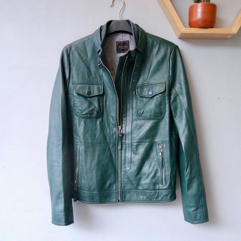 Jaket kulit domba trucker treker traker pl bekas preloved second