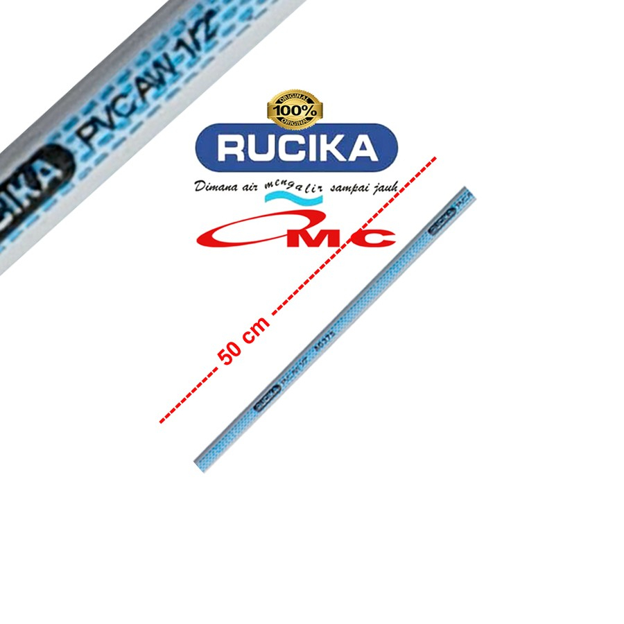 Pipa PVC Rucika AW Paralon Pralon Air 1/2 3/4 Inch 50 CM 1/2 M Meter