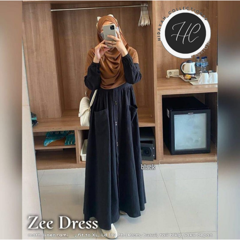 Gamis Wanita Polos Terbaru Zhee Dress Gamis Wanita Lebaran Bahan Linen Rami Dress Kasual Harian Wanita Terlaris Anggun Cantik Elegant Motiv Polos OOTD Pakaian Muslima Wanita Harian