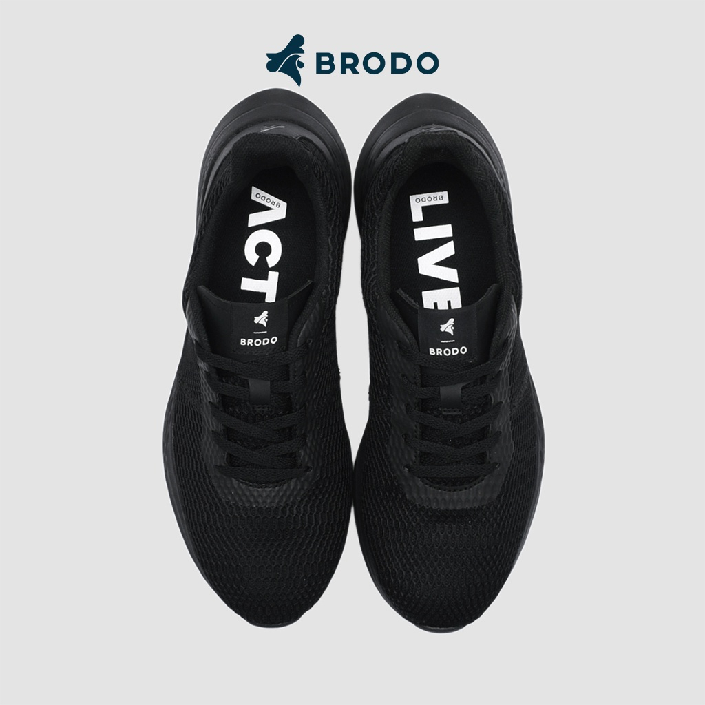 BRODO Active Sprint Black White Full Black Original Sepatu Sneakers Sport Runnig Lari Unisex