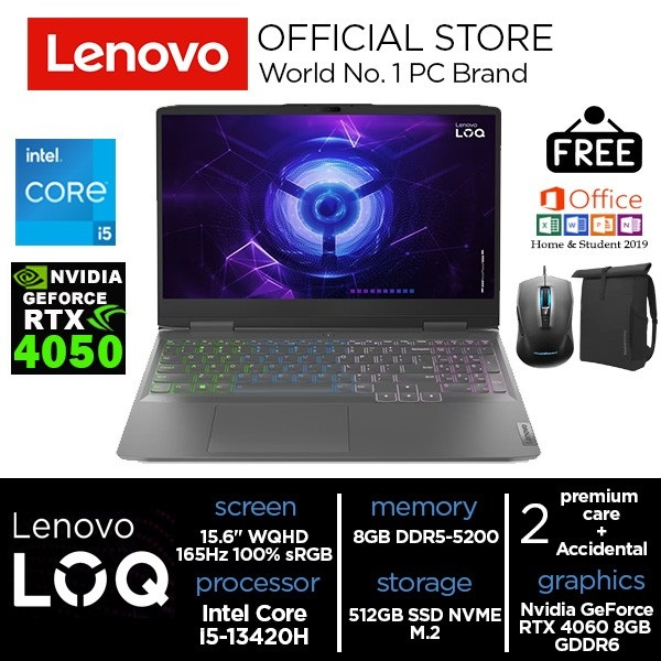 Lenovo LOQ Gaming - i5-13420H 8GB 512GB SSD RTX4050 6GB 15.6&quot;WQHD IPS 100%sRGB 165Hz W11 OHS