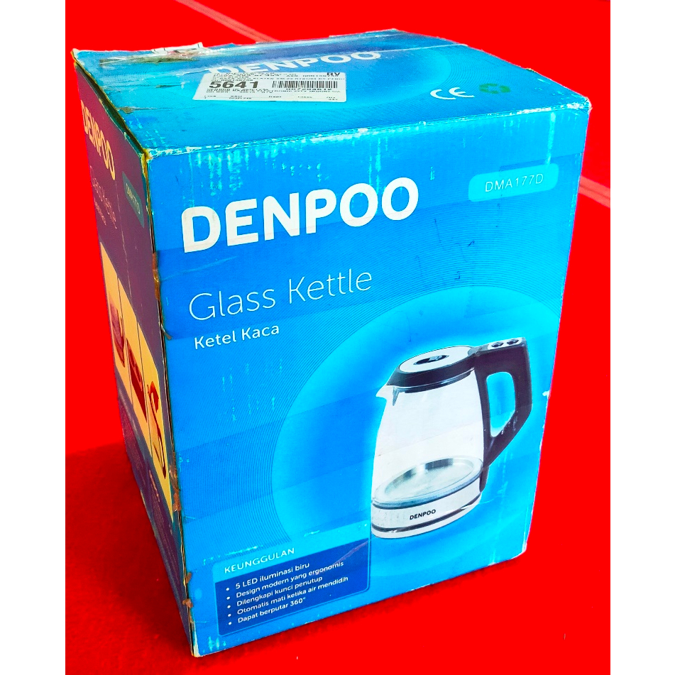 Teko Pemanas Air Listrik Denpoo Kaca Transparan