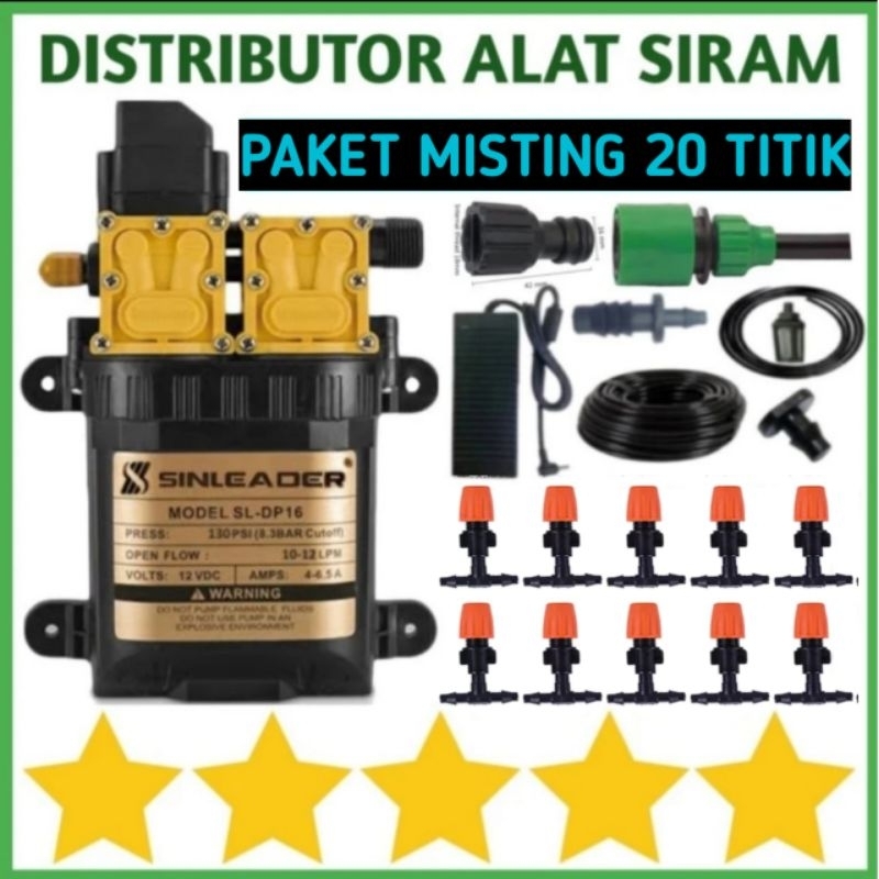 PAKET MISTING 10 / 20 TITIK HEAD SPRAYER MIST NOZZLE PLASTIK 1 LUBANG ADJUSTABLE SPRAY KABUT SET POM