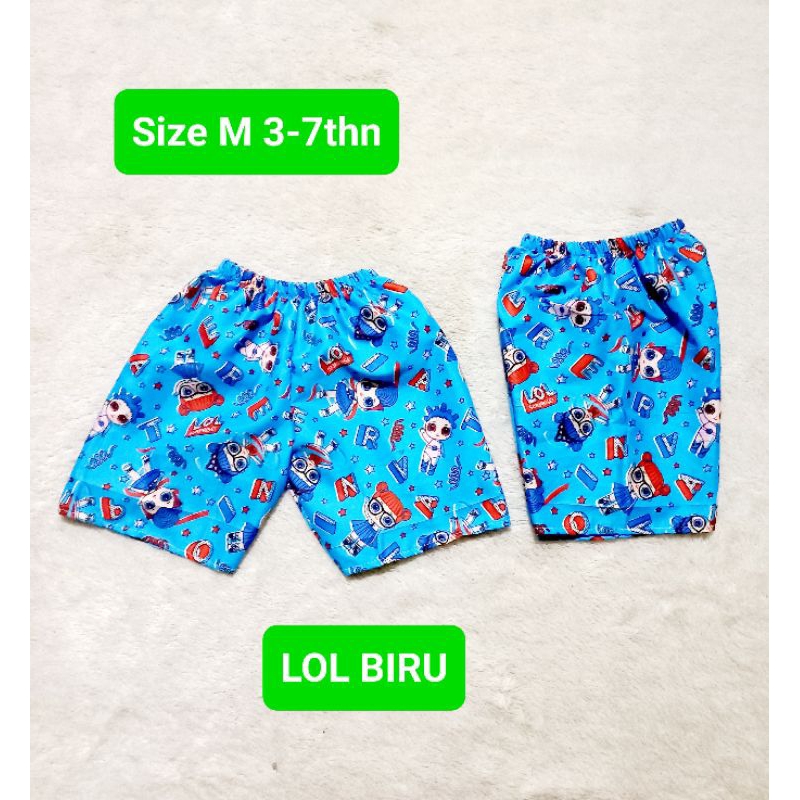#B Celana kolor anak pendek. Size M 3-7thn. motif karakter cewek cowok. bisa pilih motif. Grosir dan ecer.1