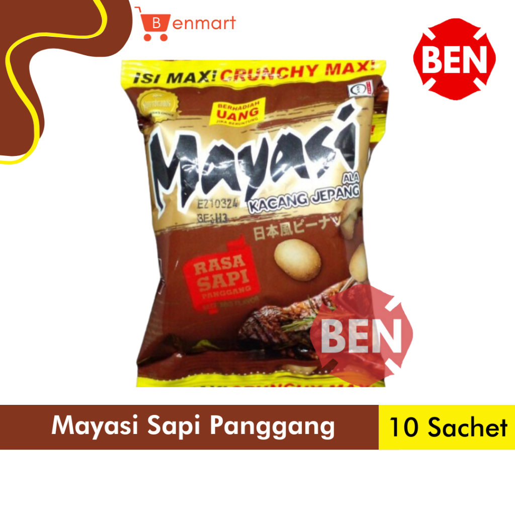 

Kacang Mayasi SAPI PANGGANG 1 Renceng 10 Sachet Beef Bbq Flavor Jepang