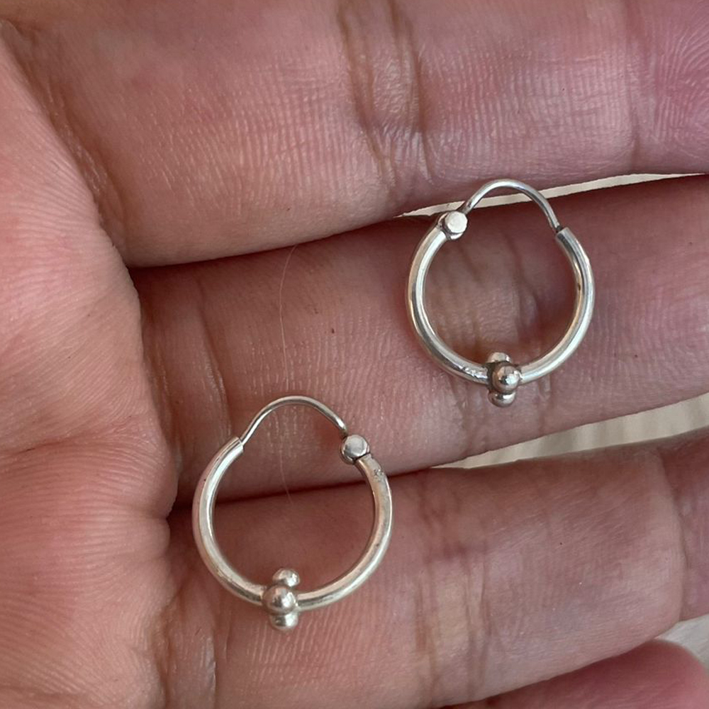Anting Earrings Perak Silver Bali Hoop Kecil Budhis Ball Bun Bulat Bayi Balita Anak Pria Wanita Asli