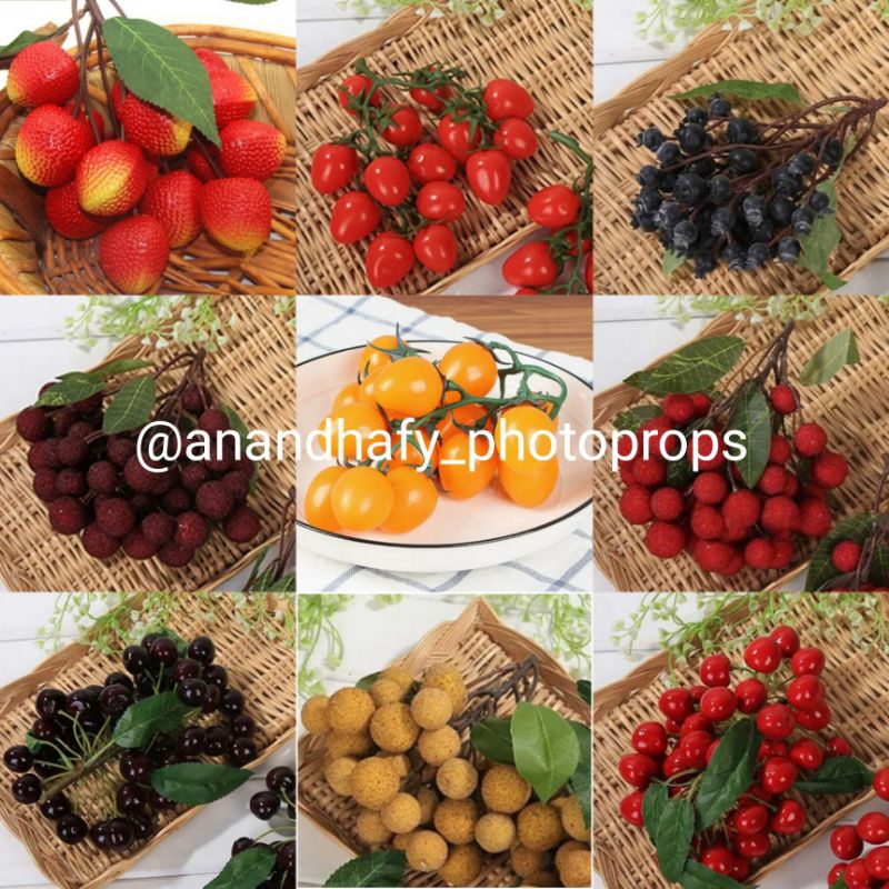 buah palsu buah artificial buah buatan fruit artificial artifisial berry beri blueberry tomat leci k