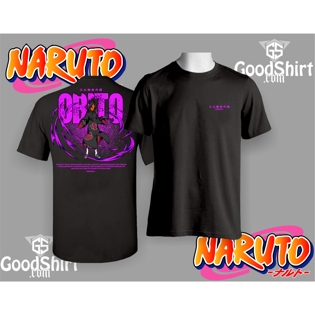 Kaos Naruto "Obito Uchiha うちはオビト, Uchiha Obito" - Kaos Naruto Shippuden/Kaos Anime Manga/Kaos Kartun