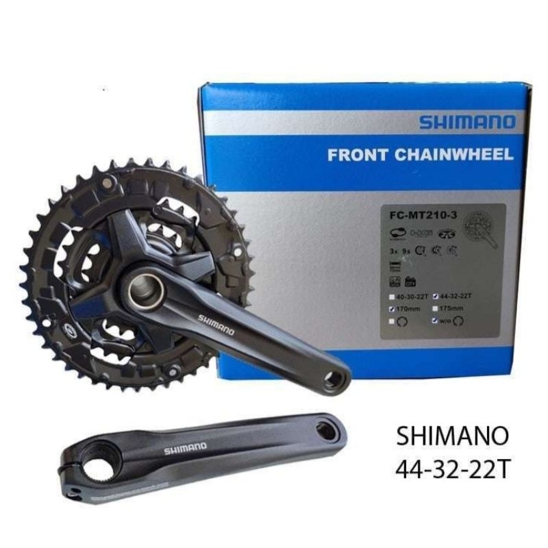 Crank set Shimano Altus MT210-3 speed ratio 44-32-22t ht2 untuk mtb