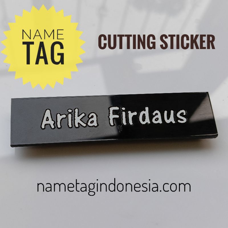 Name Tag Papan Nama Dada Versi High Quality Cutting Sticker