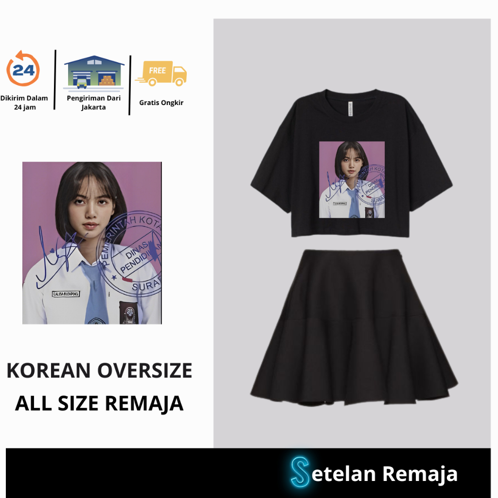 Choice Ali - Outfit One Set Setelan Celana Rok Untuk Remaja - ABG Korean Style Atasan Baju Crop Lisa