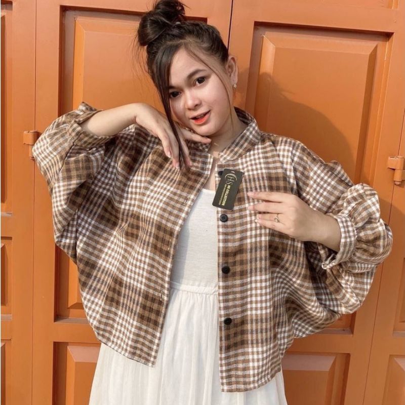 BATWING FLANEL | BLOUSE CROP | OUTER LUCU MURAH | BLOUSE CROP TAMARA