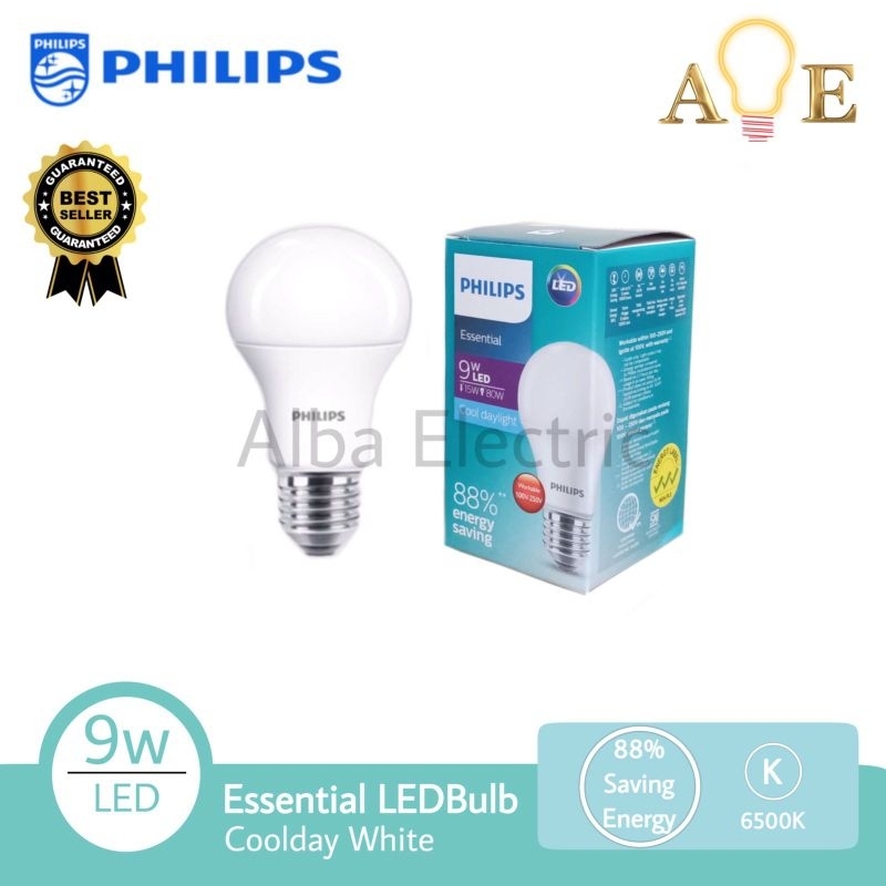 PHILIPS Lampu LED Essential 9 Watt Putih Lampu White 9Watt Philips