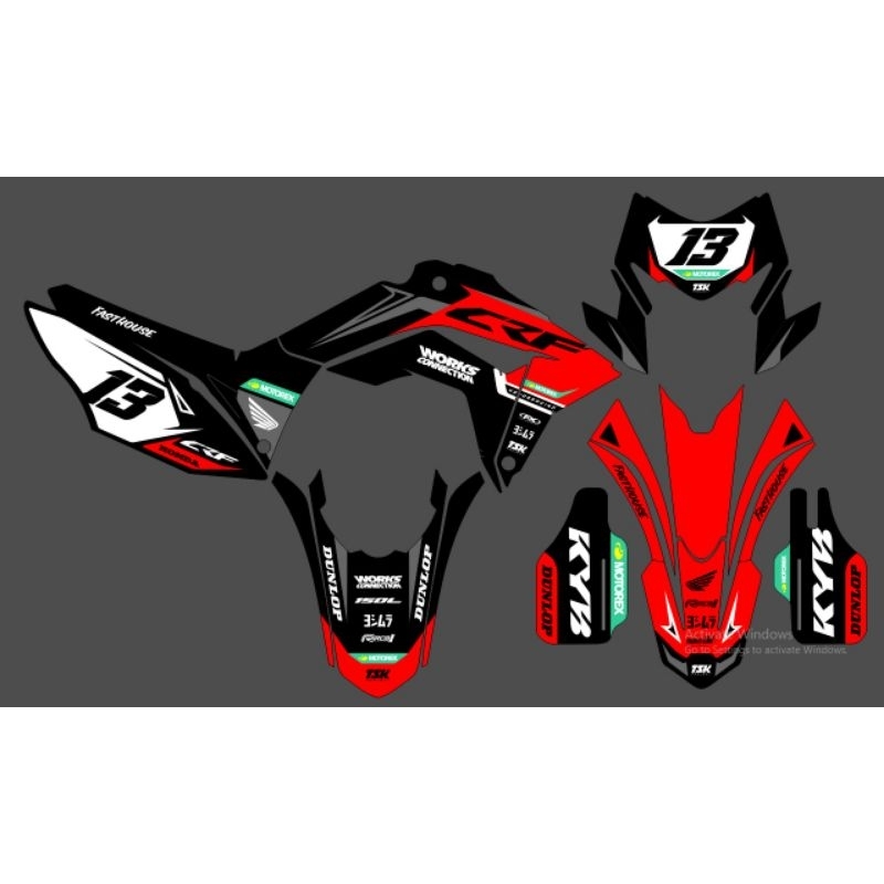 decal Crf 150 l hitam Merah fullbody Bahan doff Gliter bintik mutiara