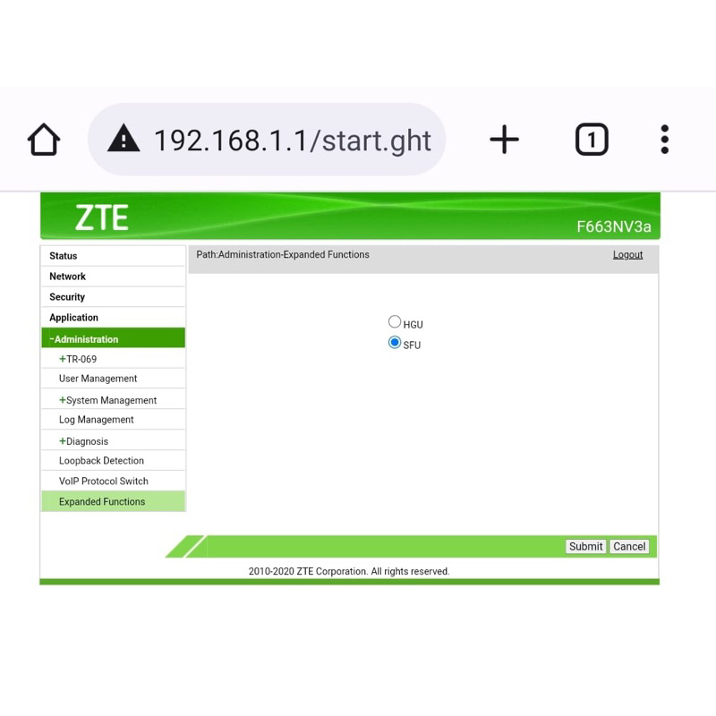 Zte F663Nv3a Xpon Epon Gpon