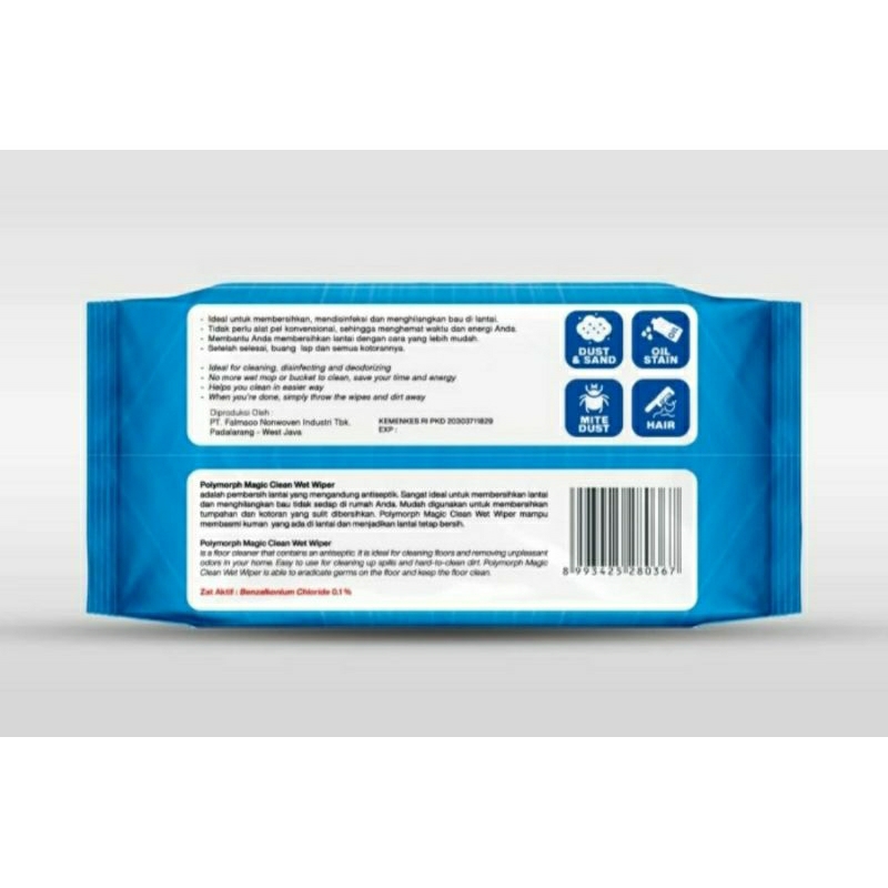 Magic Clean Wet Wipes 30'S (Basah) Wet Wipes Refil Pel Basah Tisu Basah Pembersih Lantai Ajaib 21x28cm