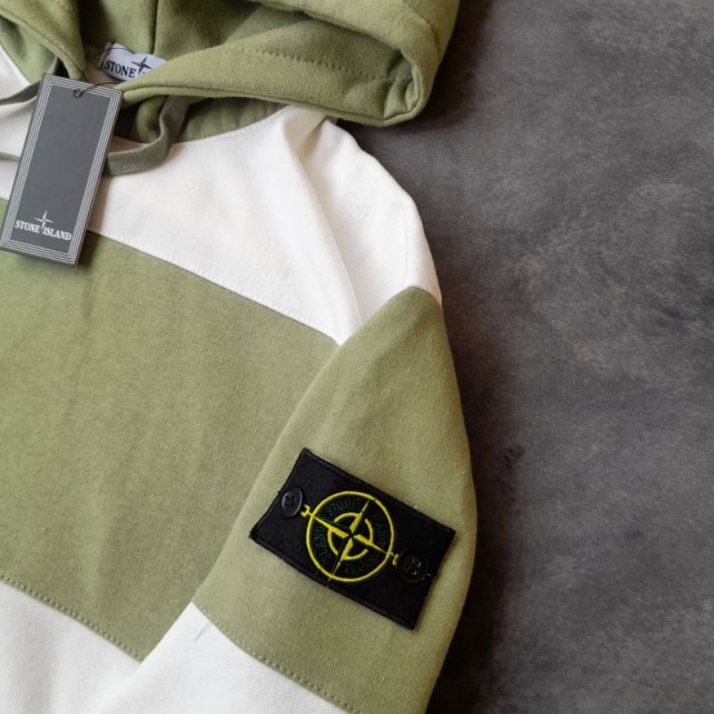 HOODIE JAKET SWEATER STONE ISLAND STRIPE SAGE FULLTAG &amp; LABEL