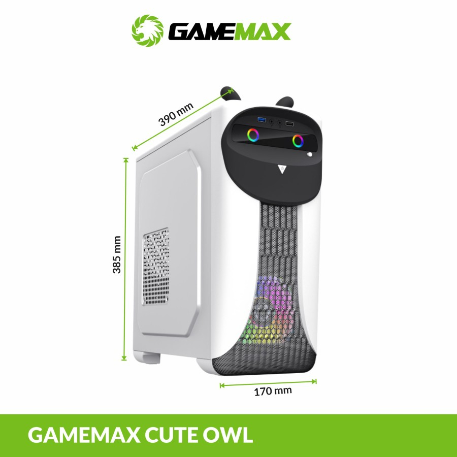 Casing Gamemax Cute Owl White Black/Yellow M-ATX