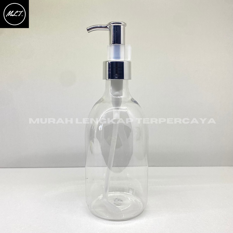 BOTOL SCARLETT 300 CLEAR PUMP LOTION 300ML PET SILVER CLIP OIL GOLD