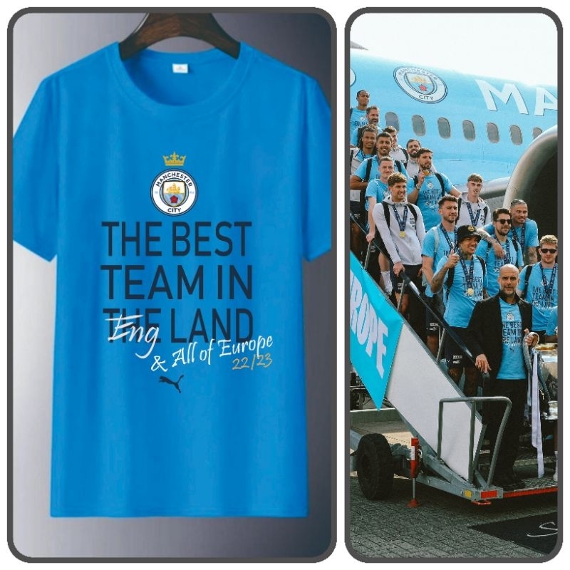 Kaos T Shirt Perayaan Man City juara UCL dam treble winner 2023 (ready 4xl)