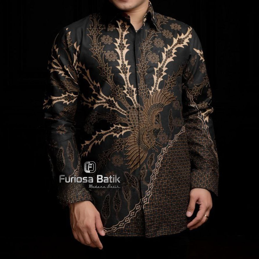 FURIOSA BATIK JOKOWI WAYANG Kemeja Batik Pria Modern Lengan Panjang UKURAN M L XL XXL