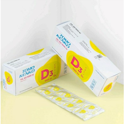 (Kemasan Strip) TOMO KENKO VITAMIN D3 1000IU / Vitamin Tulang Otot Rambut Tomo Kenko Original / Vit.
