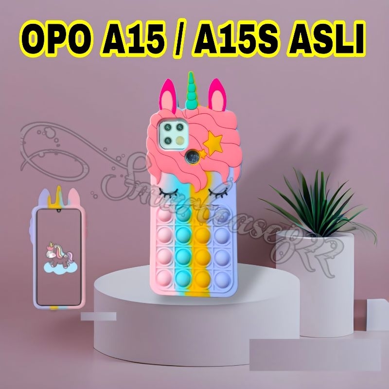 Kesing Hp Oppo A15 A15S A35 2021 Case Pop It Unicorn 3D Boba Lembut Tebal Rainbow