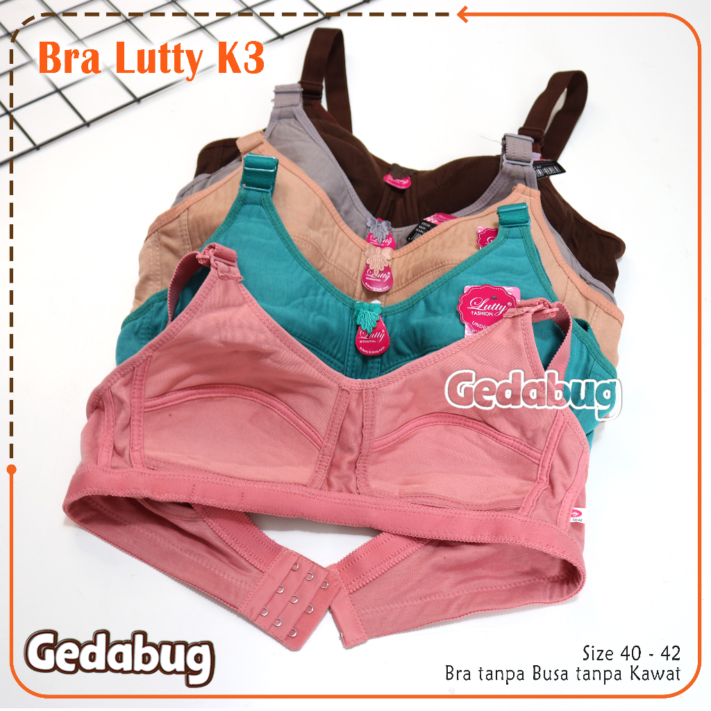 Bra BH Lutty K3 | Bra Sport tanpa Busa tanpa Kawat wanita dewasa Besar | Gedabug