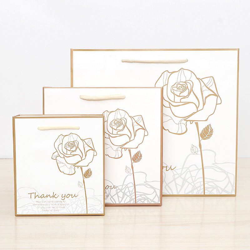 

Delunashop DL1144S tas kado Rose Gold White Paper Bag Paperbag Putih Goodie Bag Bunga Flower