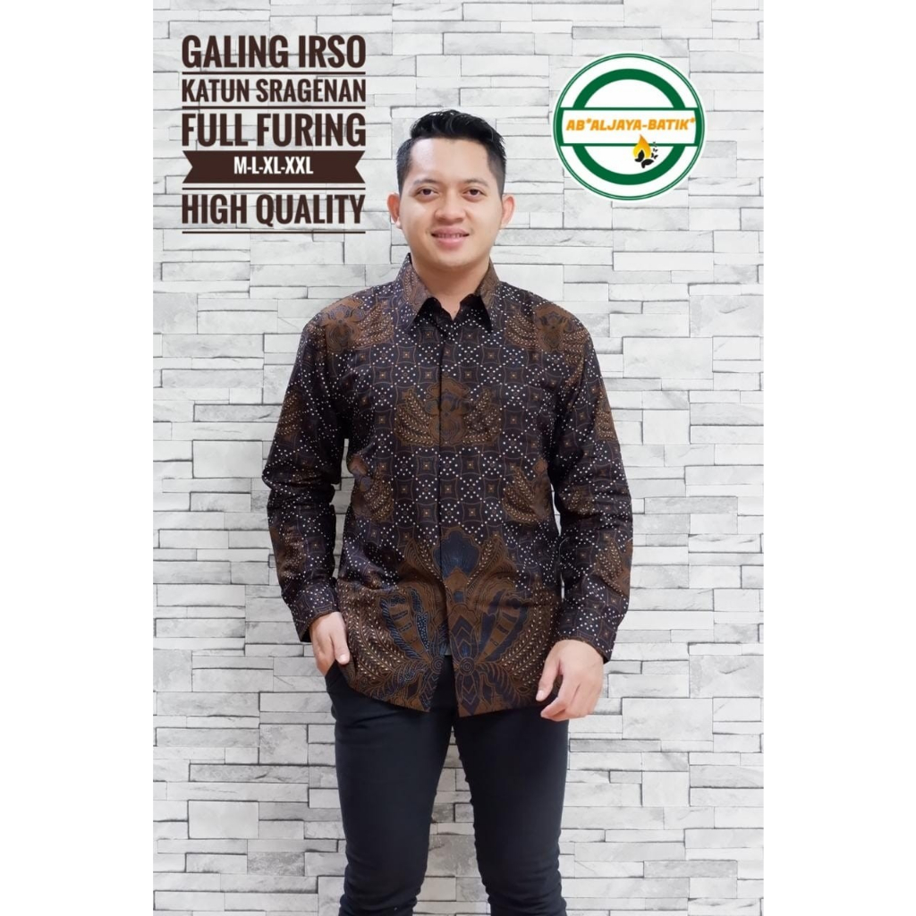GALING IRSO KEMEJA BATIK PRIA SOLO LENGAN PANJANG PENDEK LAPIS FURING ATASAN PREMIUM MODERN KATUN HA