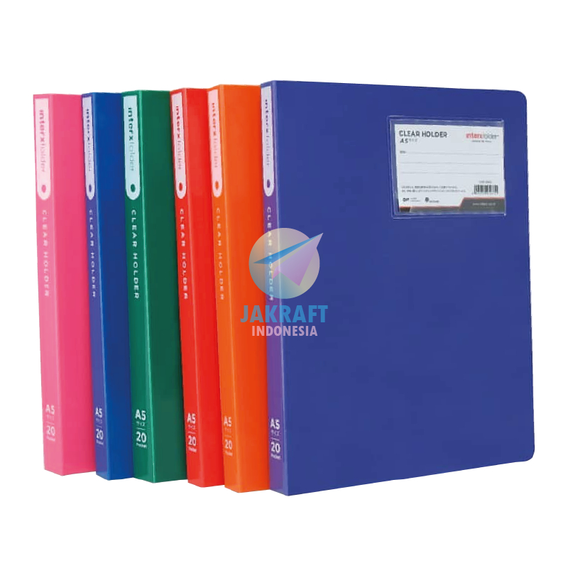 

(1 Pcs) Map Clear Holder A5 isi 20 Display Book Koleksi Warna Biru Blue / Jingga Orange / Merah Red / Hijau Green / Ungu Purple / Merah Muda Pink Lengkap Document Keeper Tebal