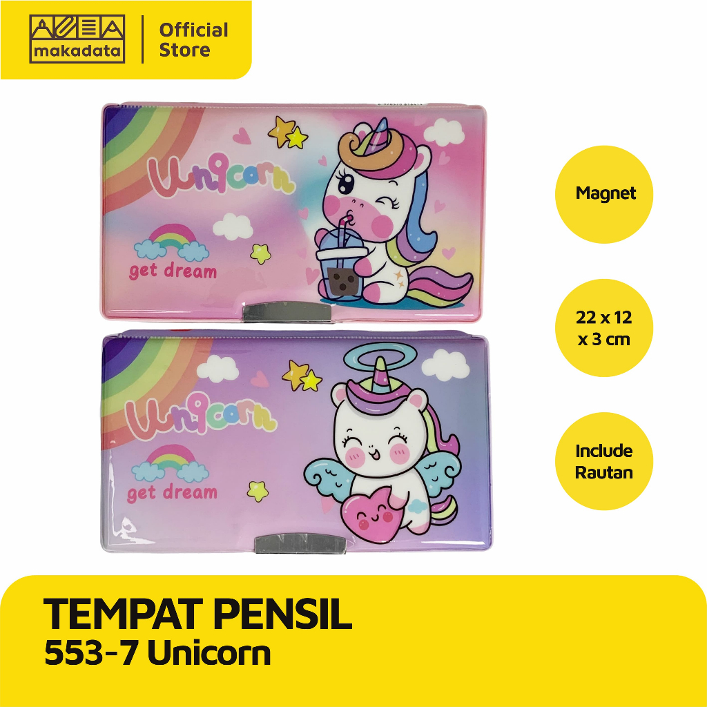 

PENCIL CASE / TEMPAT PENSIL MAGNET MOTIF UNICORN 553-7 (1 PCS) MURAH