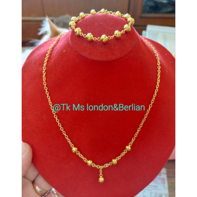 Set Kalung + Gelangg Mas London 24K Kadar 999,9%.