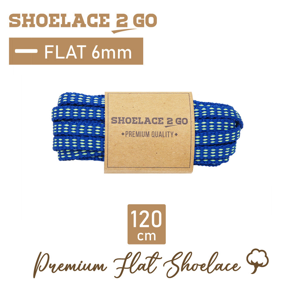 SHOELACE 2 GO PREMIUM TALI SEPATU MOTIF GEPENG PIPIH FLAT N9 BLUE LIGHT GREEN - 120CM