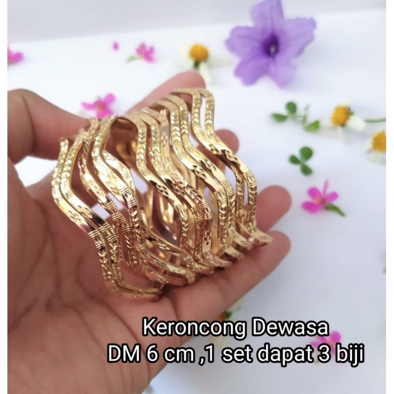 Gelang Swasa keroncong 1 set isi 3 biji ready model lengkok batik Ringan.