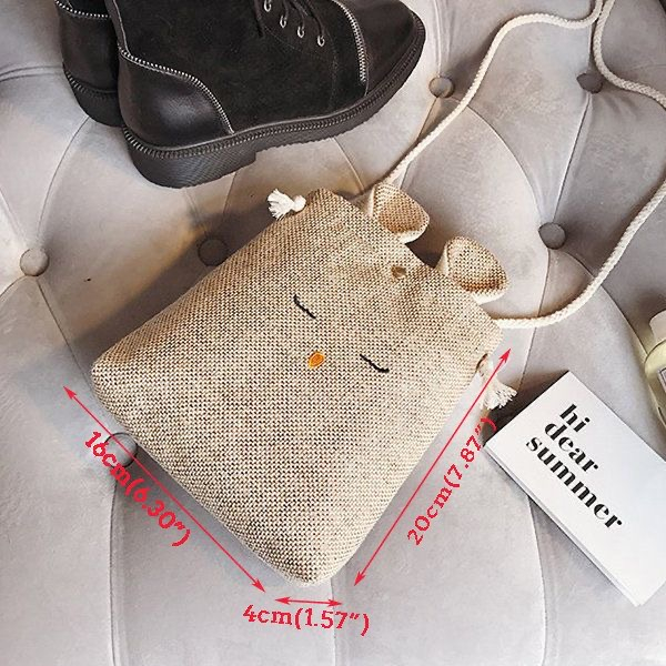 TAS SELEMPANG KANVAS / TAS KANVAS KELINCI / TAS KELINCI LINEN / TAS SELEMPANG LUCU