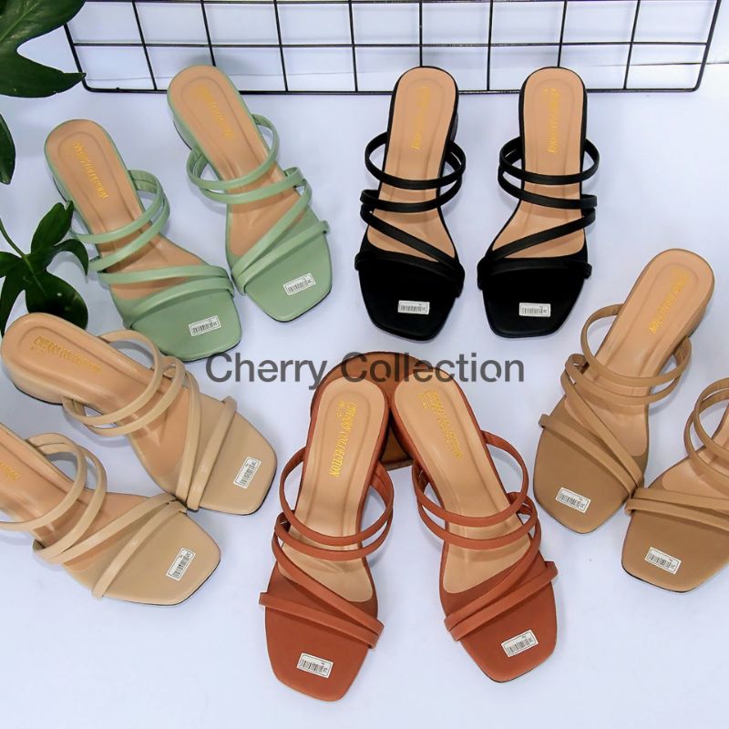 SANDAL HEELS WANITA CHUNKY HAK 3CM CERRY COLLECTION