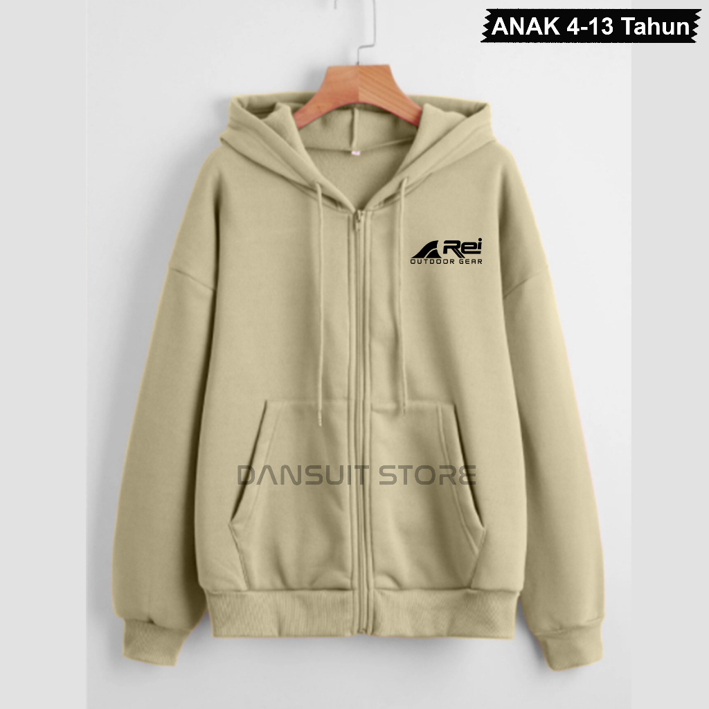 Jaket Hoodie Resleting Anak Laki-laki/Perempuan Usia 4-13 Tahun  Hoodie Anak Sablon AREI Logo Bahan Tebal Premium