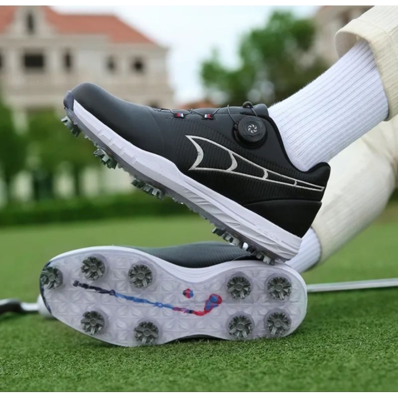 Sepatu Golf Tali Knob BOA Golf Shoes Black 8002