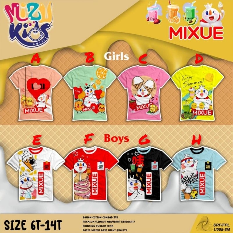 Kaos Anak Perempuan Lengan Pendek 6-14