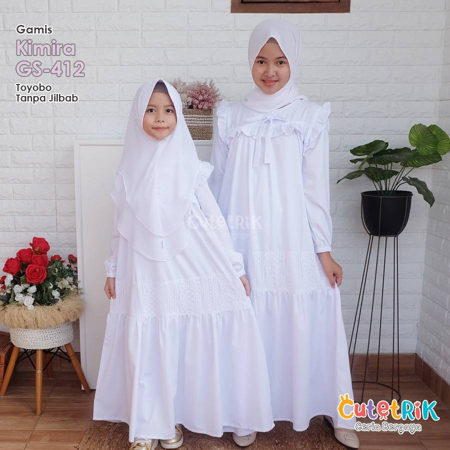 Gamis putih cutetrik / gamis kimira cutetrik