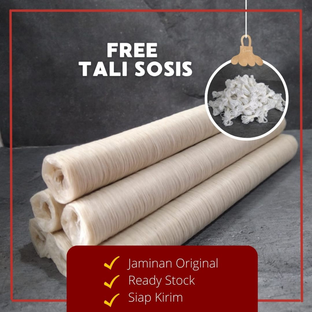 

Casing Sosis Jumbo / Selongsong Sosis Bakar Edible Kolagen Colagen Halal 23 mm clear