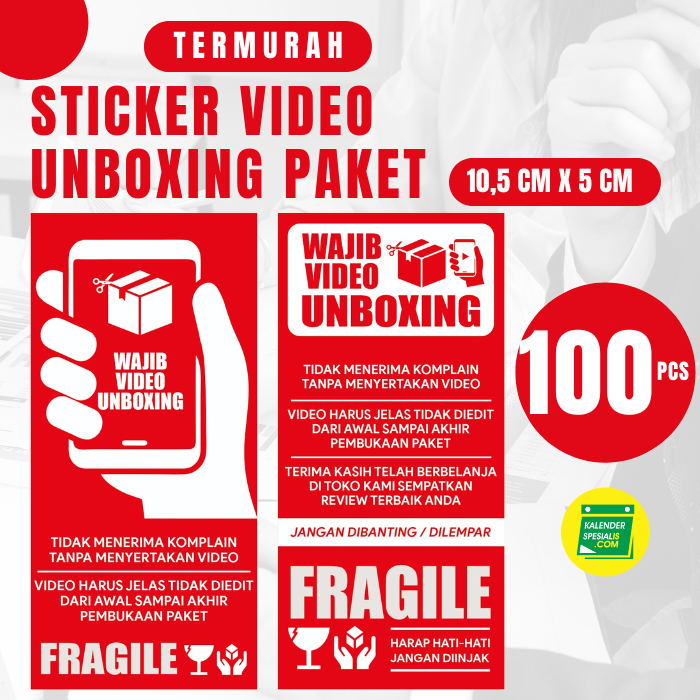 

PROMO ISI 100 PCS STICKER VIDEO UNBOXING PAKET Uk. 10,5 x 5 CM