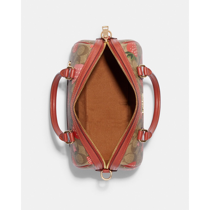 Coach Rowan Satchel In Signature Canvas With Wild Strawberry Print (CH 511)