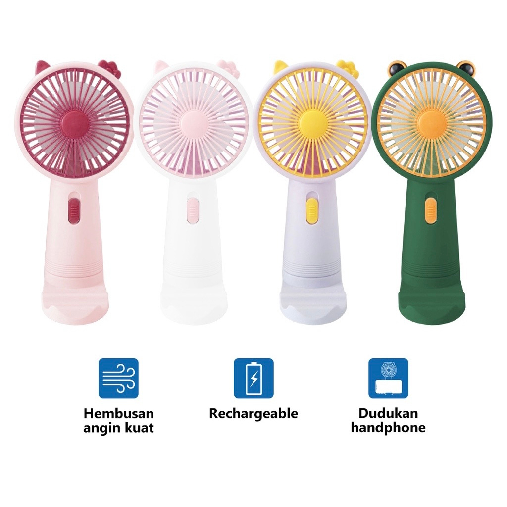 Kipas Angin Model tanduk Portable 2 in 1 Mini tancap Portable usb charger gambar lucu Cute karakter