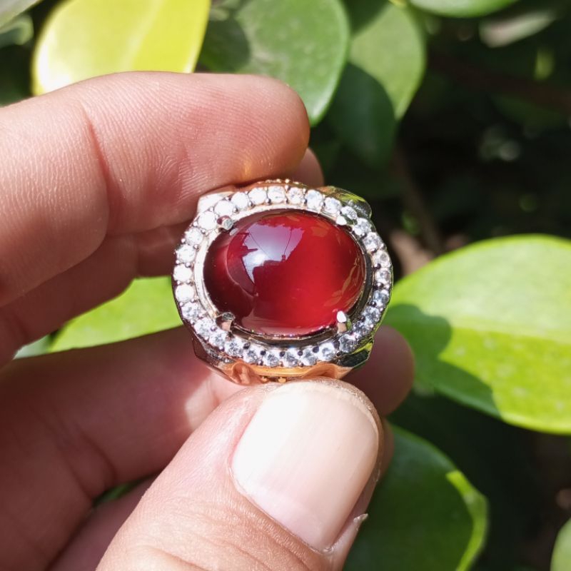 Cincin Batu Permata Natural HESSONITE GARNET Asli