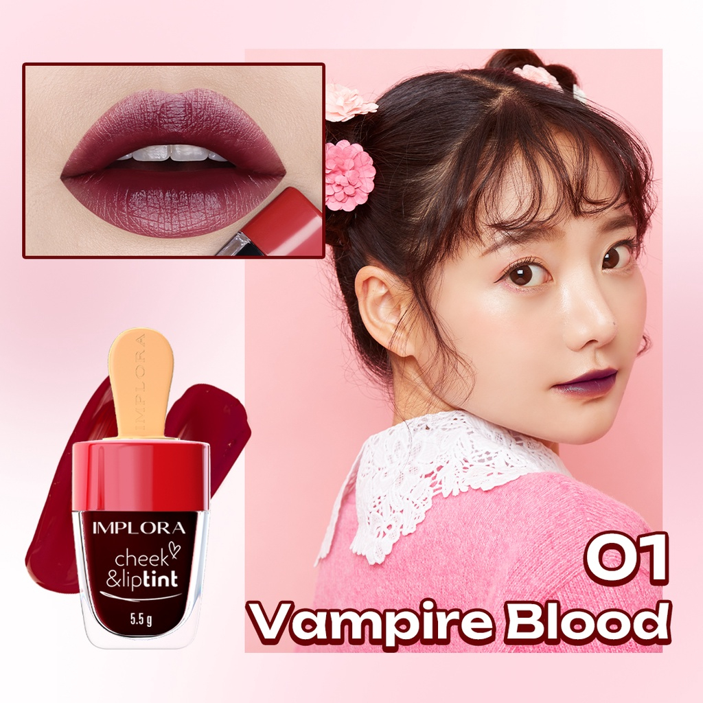 Implora Cheek &amp; Liptint 5.5gr Vampire Blood BPOM | Lip Tint Implora 6 Varian 100% Original