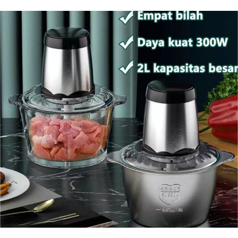 Chopper Blender daging Bahan Stainless Stell Magic 2L Penggiling Daging dan Bumbu Masak / Blender Chopper Serbaguna Tahan Karat