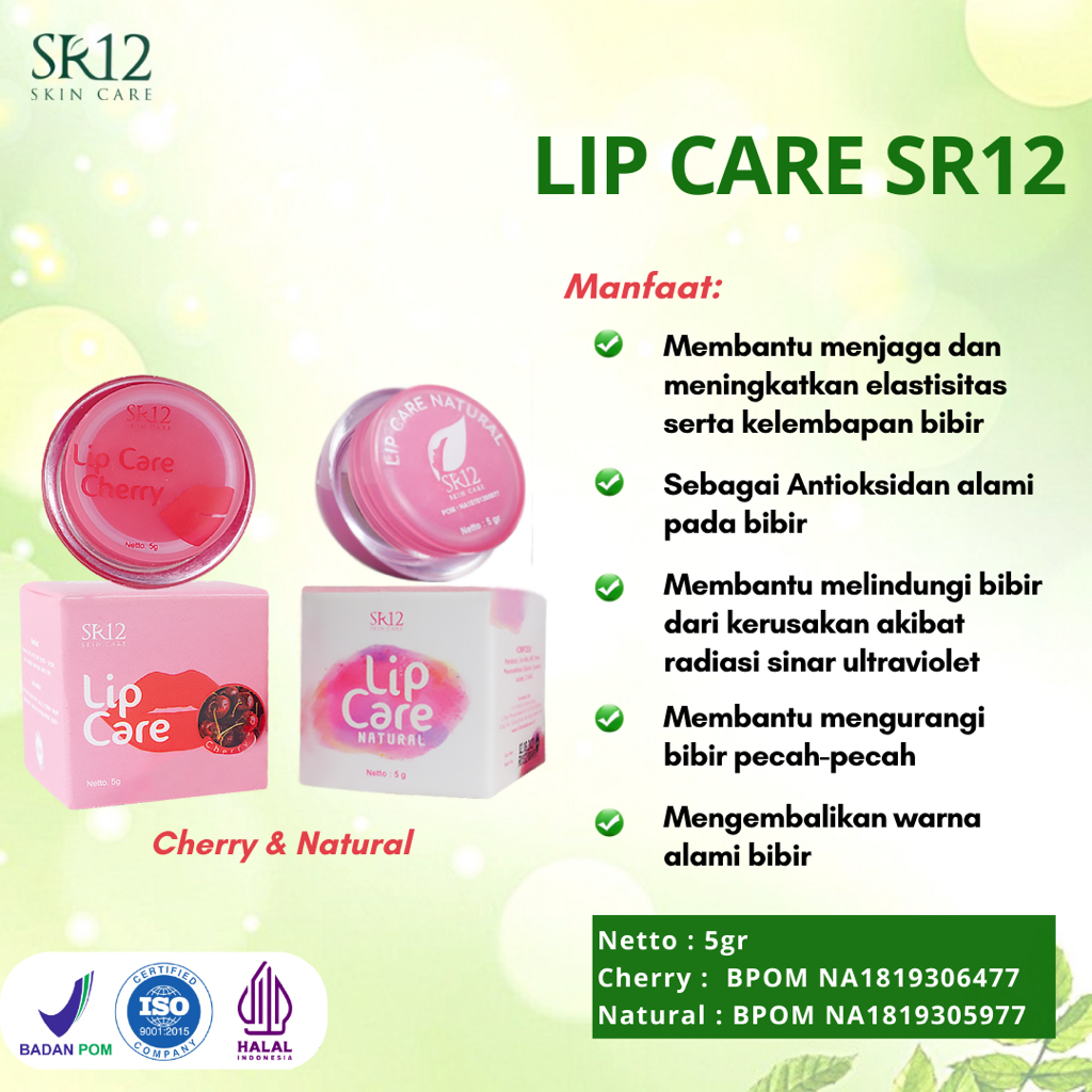 Lip Care SR12 Lip Balm Pelembab Bibir Pencerah Warna Bibir Alami Solusi Bibir Kering dan Hitam BPOM